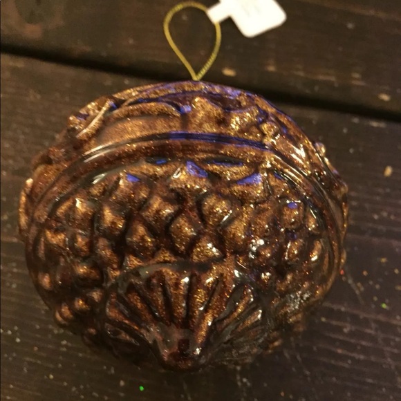 New Hand Blown Glass Christmas Tree Ornament Elegant Copper Vintage Dreidel Top - Picture 8 of 13